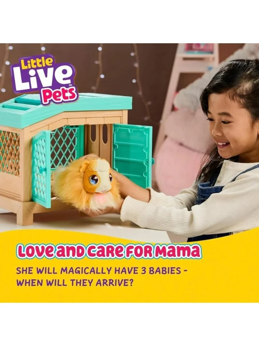 Little Live Pets Mama Surprise Guinea Pig Plush Hutch 3 Babies 20+ Sounds NEW